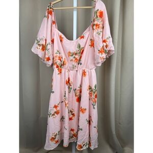 Pink Floral Puff Sleeve Midi Dress – Haptics by Holly Harper – Empire Waist 3X